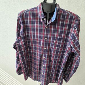 CHAPS EASY CARE MENS L BLUE, RED, GREEN AND WHITE PLAID LONG SLEEVE SHIRT